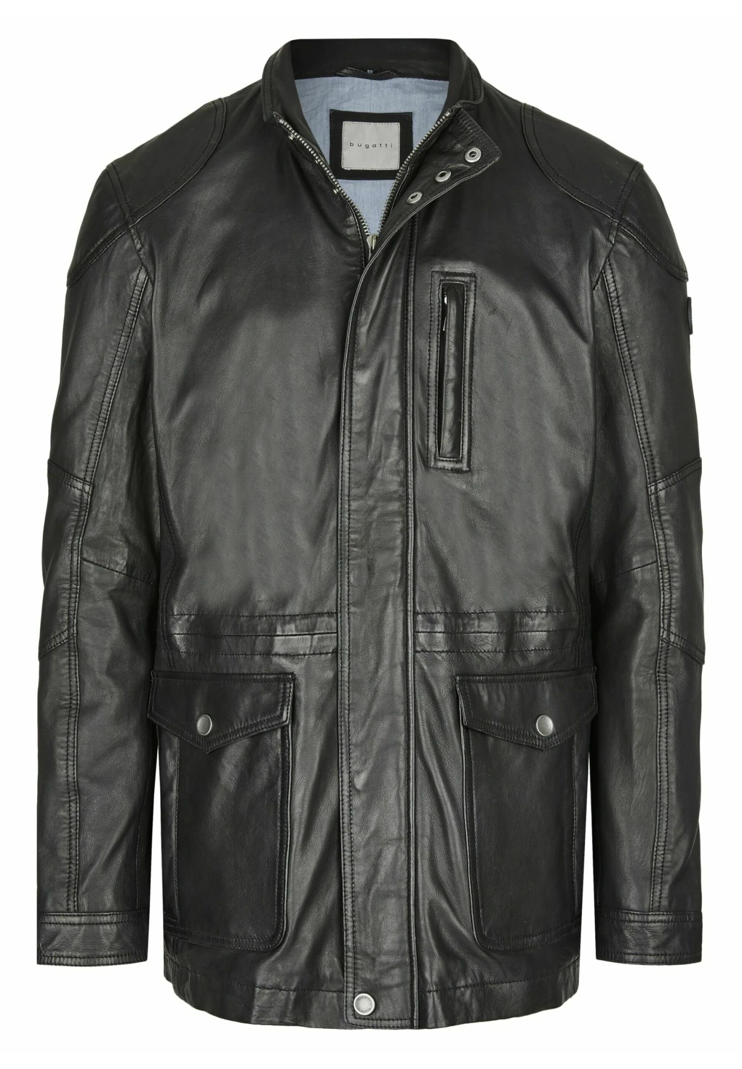 Bugatti Mit Abdeckleiste Und Stehkragen - Leren Jas - Schwarz - Afbeelding 5