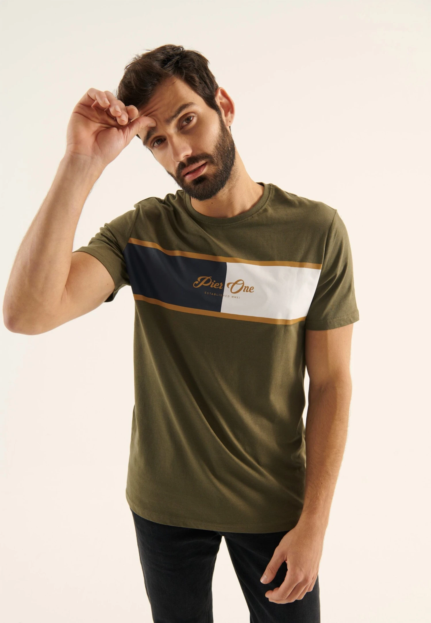 Pier One T-Shirt Print - Olive - Afbeelding 5