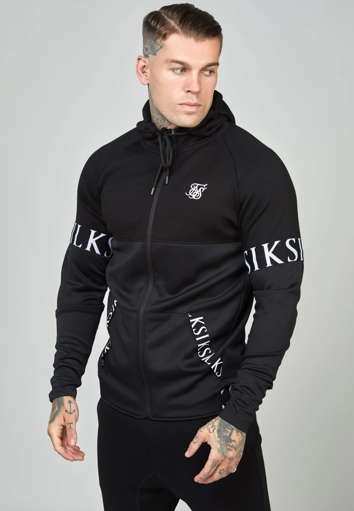 SikSilk Dynmic Zip Through Hoodie - Sweater Met Rits - Black
