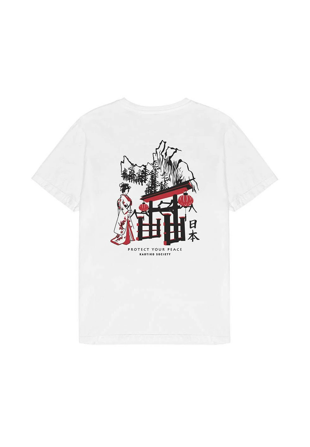 Kaotiko Washed Geisha - T-Shirt Print - Weiß