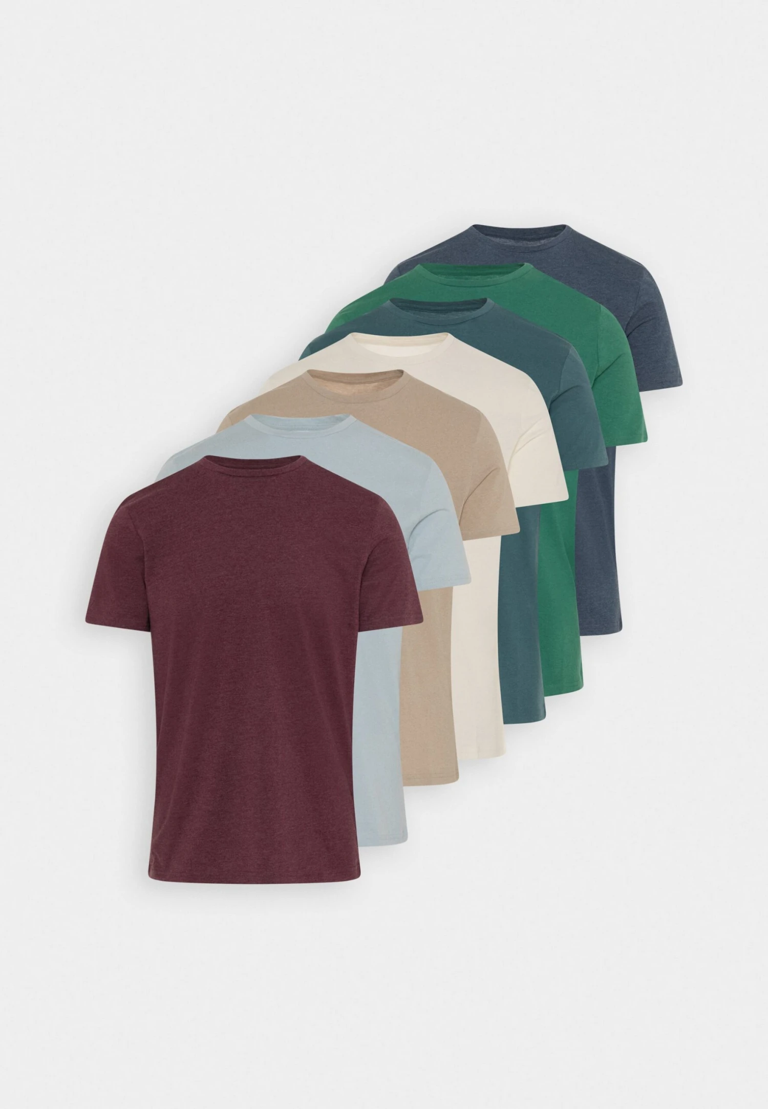Pier One 7 Pack - T-Shirt Basic - Blue/Mottled Bordeaux/White - Afbeelding 10