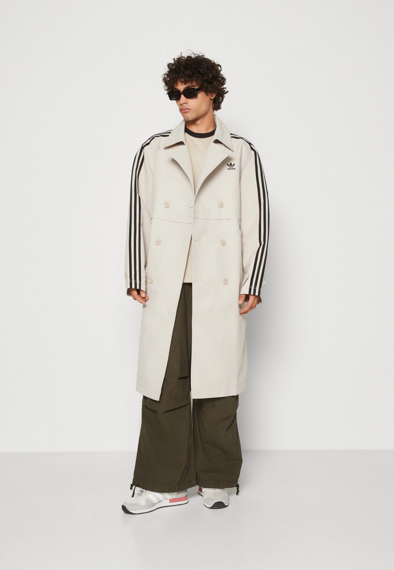 Adidas Originals 3 Stripe Coat Unisex - Trenchcoat - Beige - Afbeelding 2