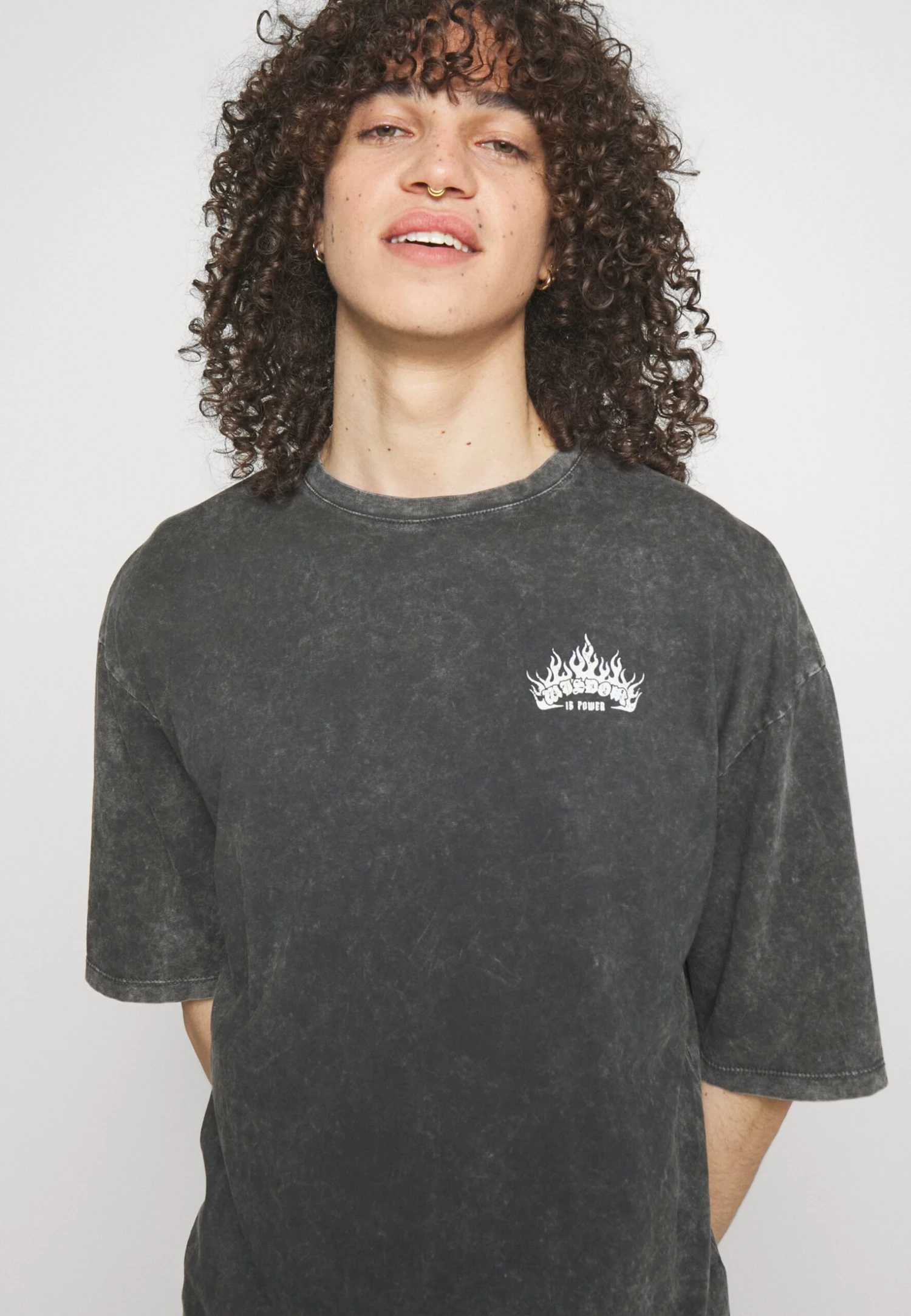 YOURTURN Skull Graphic Tee Unisex - T-Shirt Print - Mottled Black - Afbeelding 4