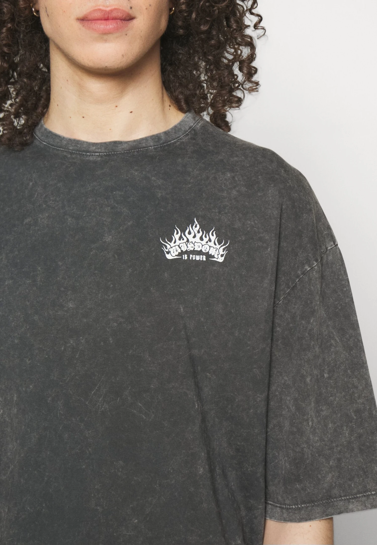 YOURTURN Skull Graphic Tee Unisex - T-Shirt Print - Mottled Black - Afbeelding 6