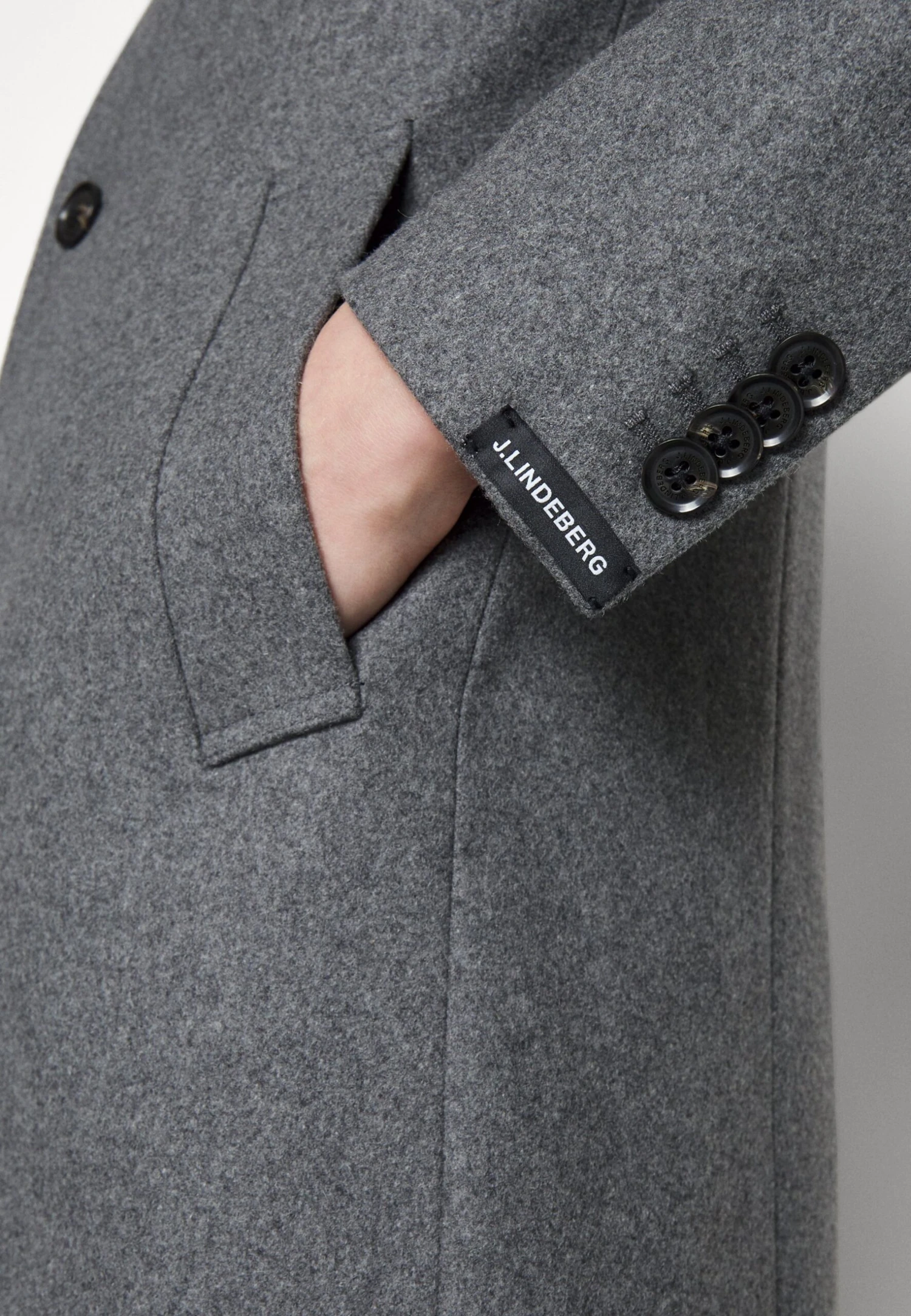 J.Lindeberg Holger Melton Coat - Mantel - Mid Grey Melange - Afbeelding 8