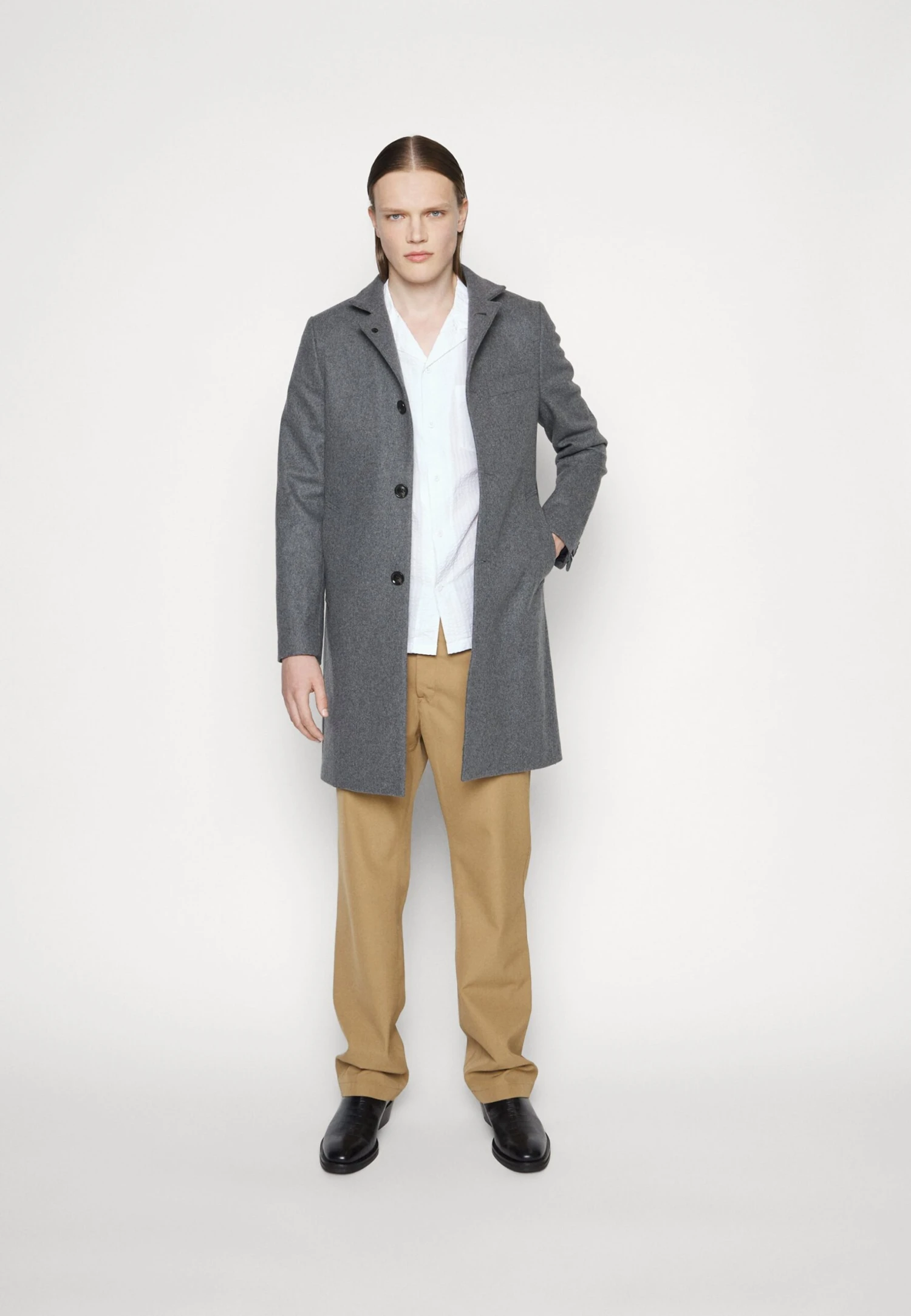 J.Lindeberg Holger Melton Coat - Mantel - Mid Grey Melange - Afbeelding 5