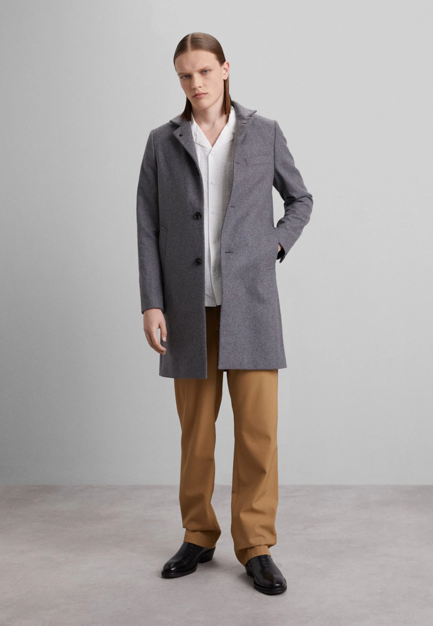 J.Lindeberg Holger Melton Coat - Mantel - Mid Grey Melange - Afbeelding 2