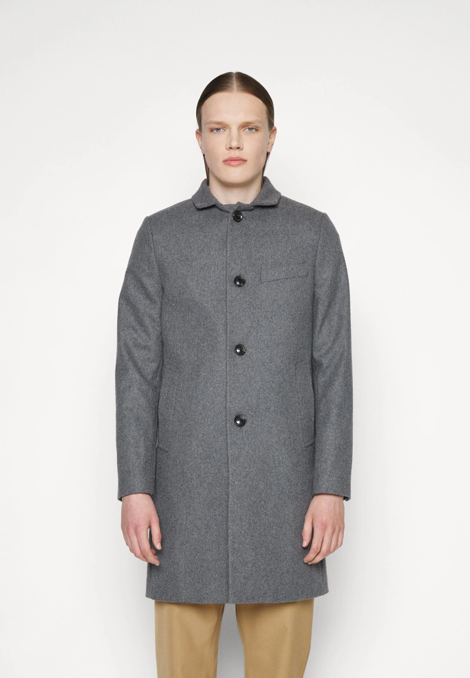 J.Lindeberg Holger Melton Coat - Mantel - Mid Grey Melange - Afbeelding 3