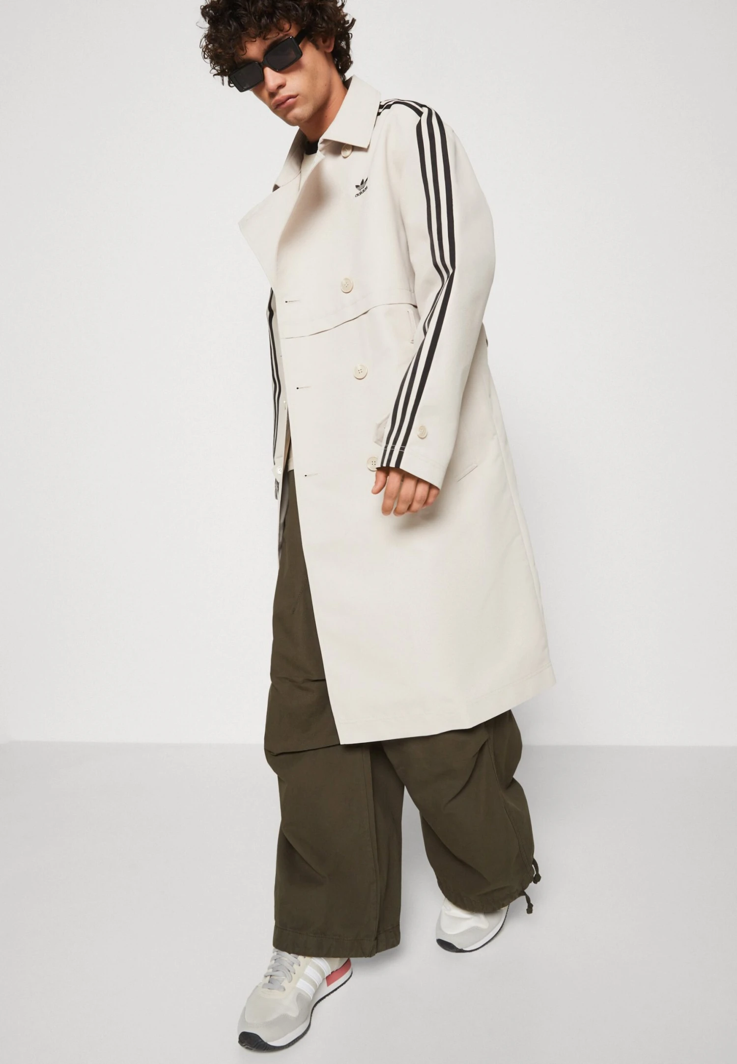 Adidas Originals 3 Stripe Coat Unisex - Trenchcoat - Beige - Afbeelding 4