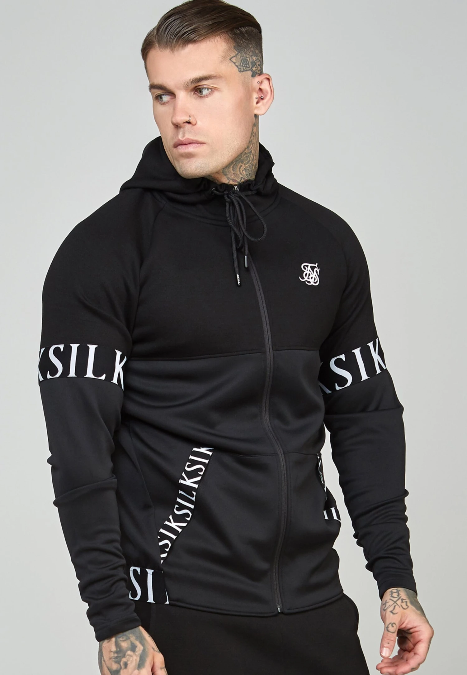 SikSilk Dynmic Zip Through Hoodie - Sweater Met Rits - Black - Afbeelding 5