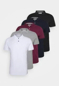 Pier One 5 Pack - Poloshirt - Black/White/Bordeaux/Navy/Gray Marl