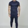 SikSilk Short Sleeve Dynamic Tech - T-Shirt Print - Navy