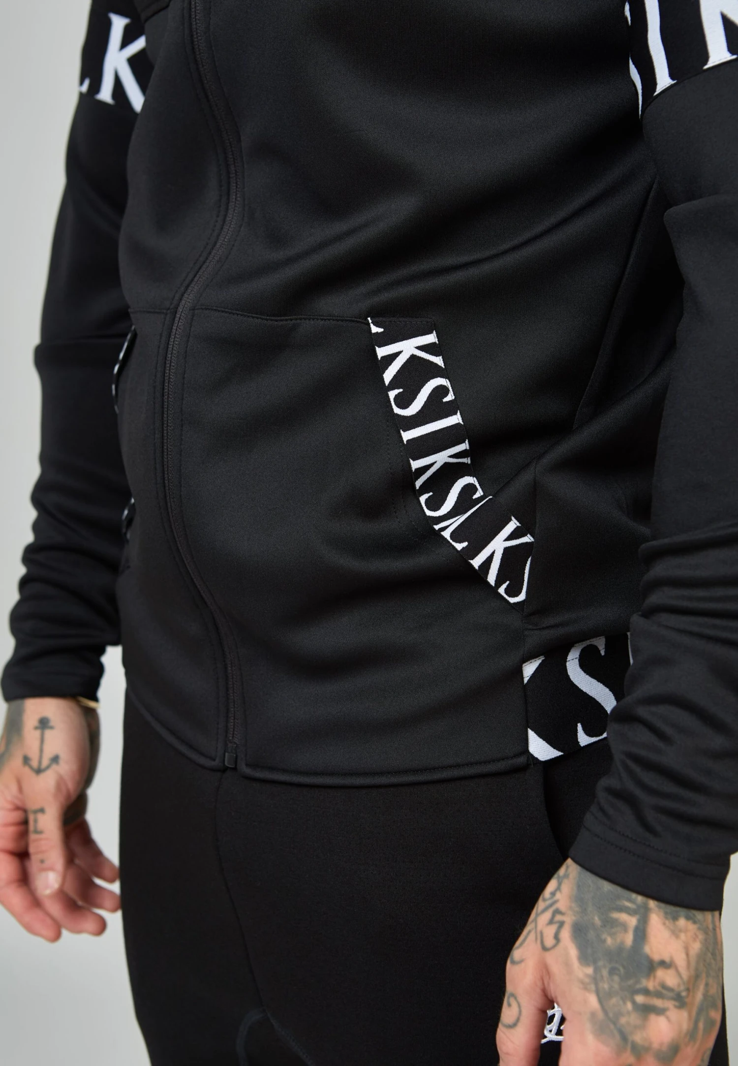 SikSilk Dynmic Zip Through Hoodie - Sweater Met Rits - Black - Afbeelding 4