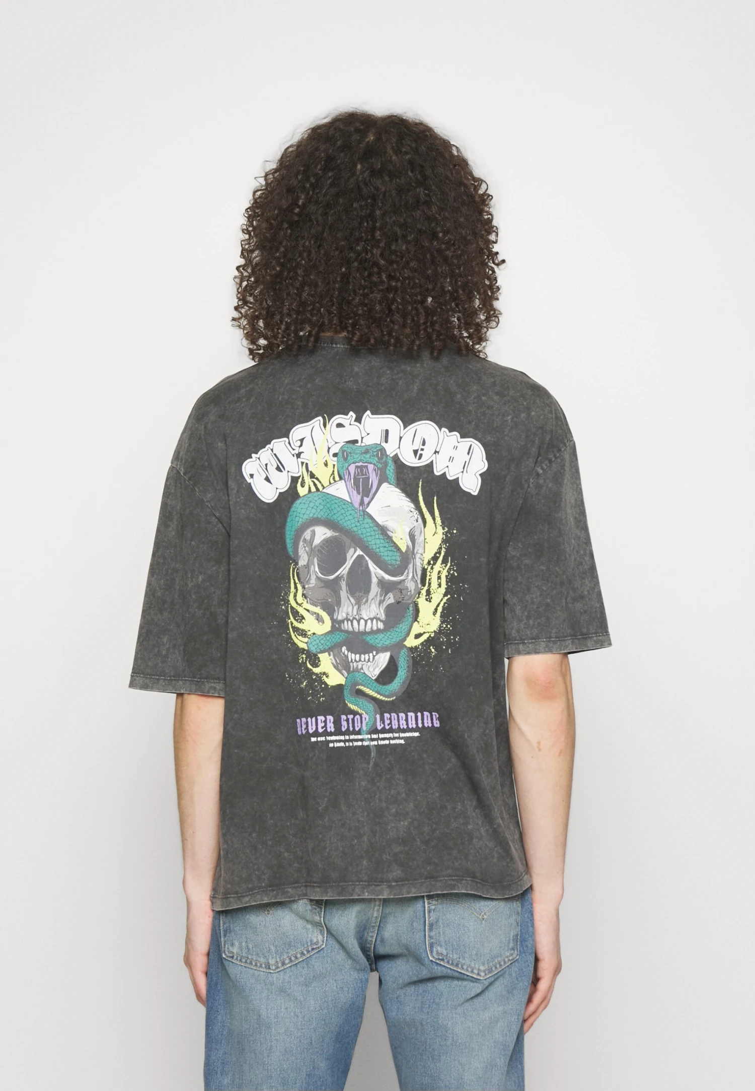 YOURTURN Skull Graphic Tee Unisex - T-Shirt Print - Mottled Black