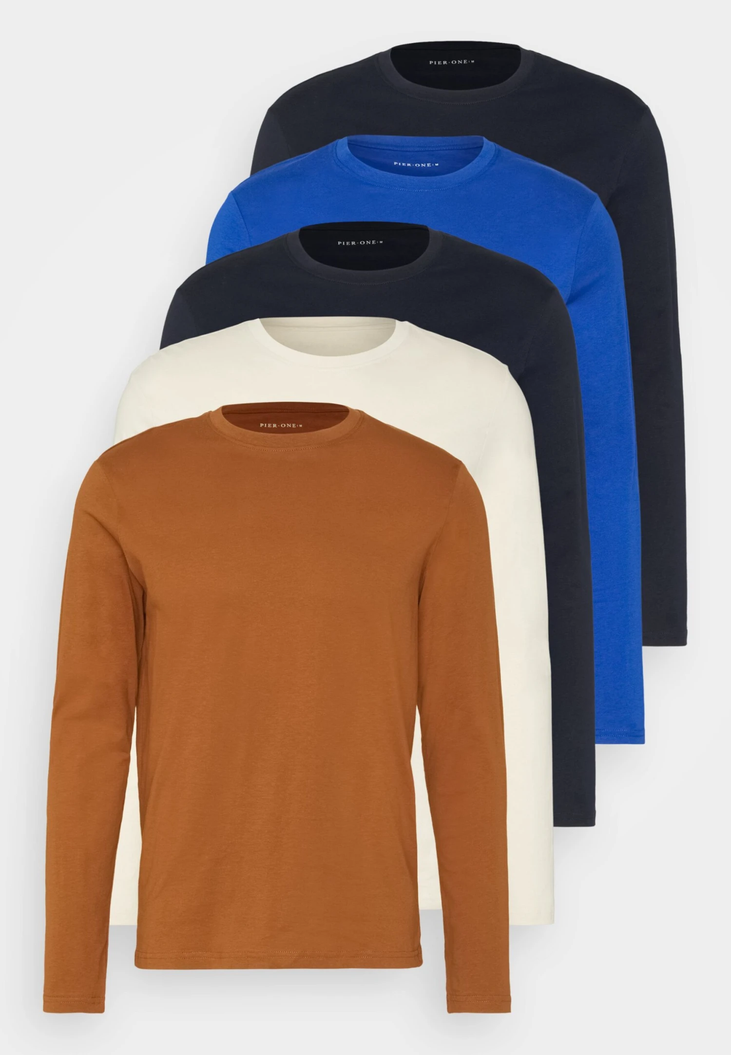 Pier One 5 Pack - Longsleeve - Blue/Off-White/Light Brown - Afbeelding 9